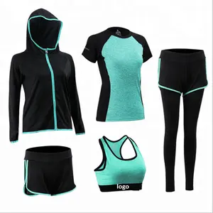Conjunto de roupa de yoga orgânica para exercícios, conjunto feminino de roupa esportiva para treino e yoga