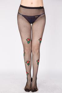 Vrouwen Sexy Visnet Bloem Borduren Panty Naadloze Panty - Product Image 4