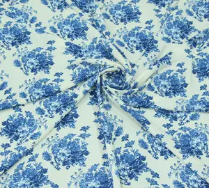 50d chinês azul e branco porcelana design impresso tecido chiffon