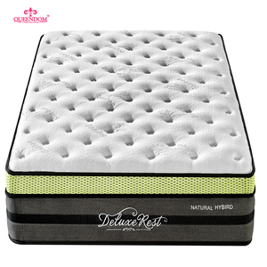 Colchón Híbrido de Espuma Viscoelástica <span class=keywords><strong>QUEENDOM</strong></span> Clima Cool, con Muelles Ensacados, Gel de Goma, Bambú Ecológico, Anti-Escaras, Blanco, ¡Gran Venta! - Product Image 1