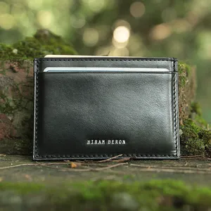 Rfid — portefeuille de Protection en cuir tanné de légumes, italien noir, pochette de Protection pour carte de crédit