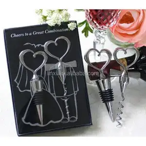 Hình trái tim tình yêu vài chai Opener và Stopper Set Wedding favors quà tặng cho khách