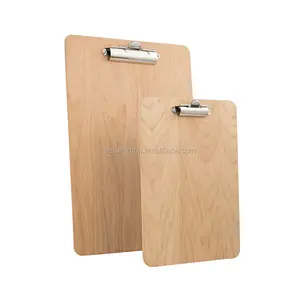 Promocional barato personalizado design cor natural placa de grampo de madeira com MDF clipboard clipe plana A4 A5