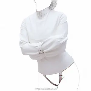 Sofe White PU Leather Strict Bondage Straitjacket Women Restrain BDSM Fetish Straight Jacket