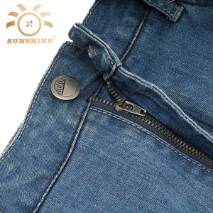 Personnalisé bleu <span class=keywords><strong>jean</strong></span> imprimé à coudre boutons et rivets - Product Image 6