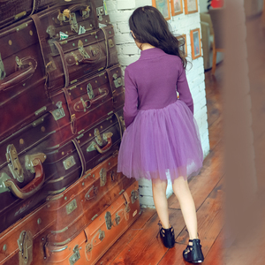 Del bambino delle ragazze del vestito dei capretti del manicotto lungo inverno maglioni abiti viola del fiore dei bambini del vestito di Natale per bambini di usura 6 anni di età - Product Image 4