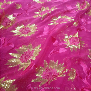 100% kain sifon murni kain Jacquard tenun Lurex sutra kain kasa potong gaya bunga untuk anak perempuan anime Set