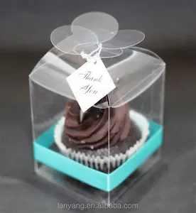 Temizle Çiçek Üst Tek Cupcake Bomboniere Kutuları 7x7x9 cm