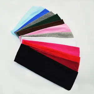 Cheap high quality elastic stretch cotton headband custom logo spa sport yoga headband