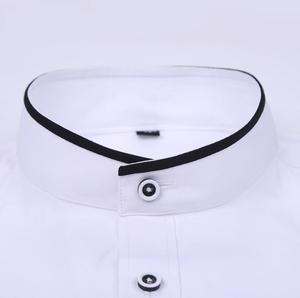 Camisas de vestir de negocios ajustadas de manga larga con cuello mandarín para hombre - Product Image 4