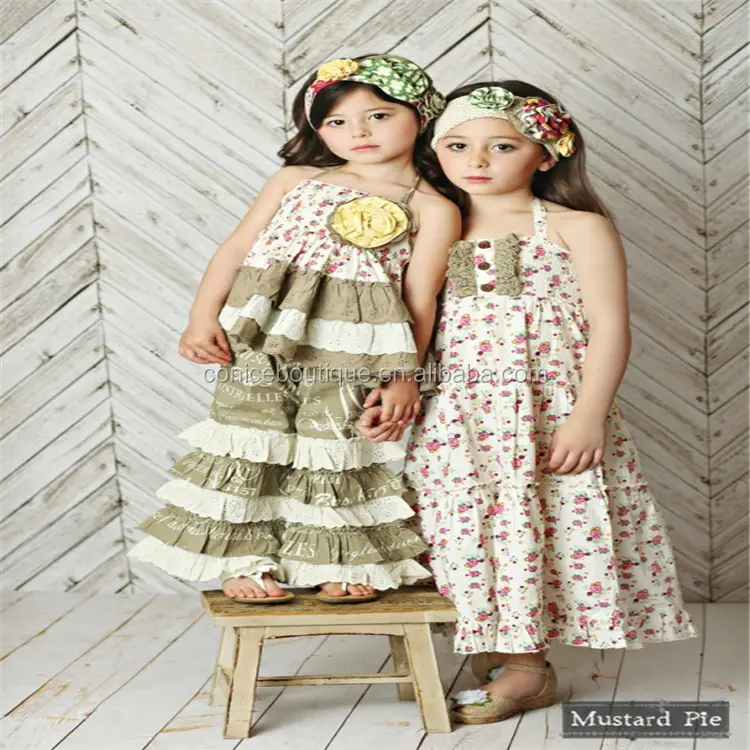 Wholesale baby girls Boutique Clothing Mustard Pie Remake summer Outfit