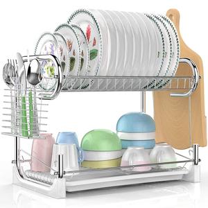 Escurridores de Platos Metálicos para Cocina, Escurridores de Platos de 2 Niveles de Acero Inoxidable (awk104), Soportes y Estantes para Almacenamiento de Utensilios - Product Image 1
