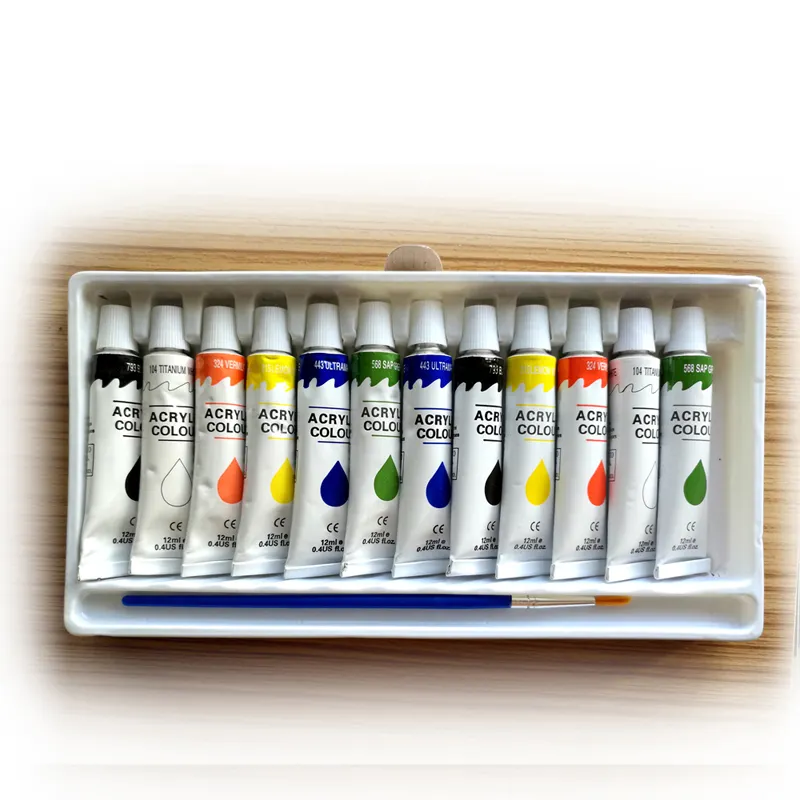 Đa dạng về kết cấu intermixable Peinture Acrylique 12 colors assorted