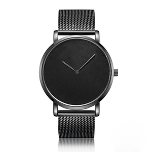 Orologio al quarzo nero orologio da polso Casual da donna e da uomo in maglia di acciaio inossidabile con Logo personalizzato