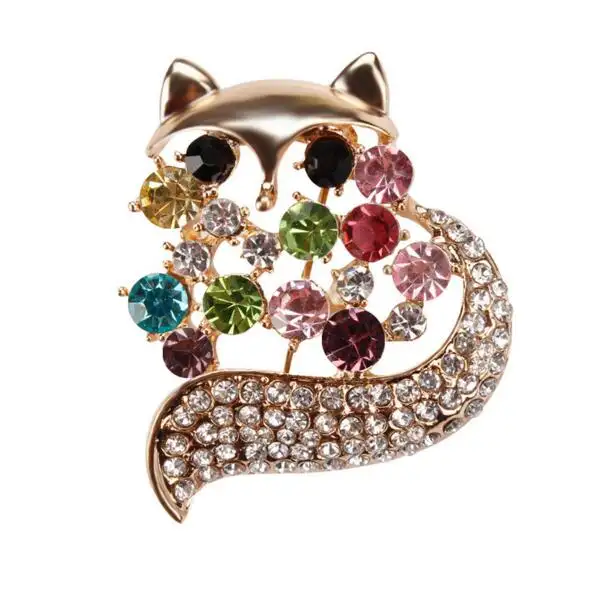 Youpin WM060 — broche à broche, bijoux mode pour femmes, en cristal coloré, Animal mignon, motif renard