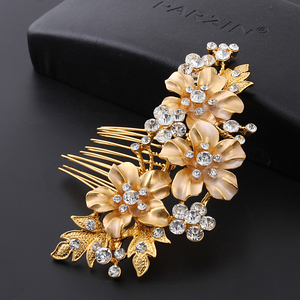 Fatti a mano Capelli di Nozze Pettini per Le Spose Oro/Argento del metallo di colore dei capelli pettini Clip di Capelli a forma di Fiore Accessorio di Cerimonia Nuziale - Product Image 3