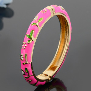 Fabrik preis Chinesische Cloi sonne Porzellan Pfingstrose Emaille Armband Armreif für Frauen in Zink legierung Schmuck - Product Image 6