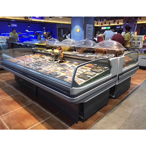 Comptoir de <span class=keywords><strong>service</strong></span> enfichable <span class=keywords><strong>Vitrine</strong></span> réfrigérée pour aliments Congélateur CE Refroidisseur d'air <span class=keywords><strong>Vitrine</strong></span> de poisson sans glace Cintre pour aliments et prix froid 80mm - Product Image 1