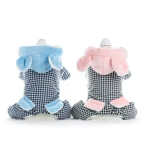 Heyri pet stile coreano vendita calda principessa teddy pet abbigliamento vestiti per cani plaid rabbit ear cute hoodie pet dog cats coat dress