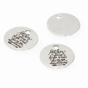 Nursery charm Let her sleep for when she wakes she will move mountains Stainless steel message Charm pendant 20mm