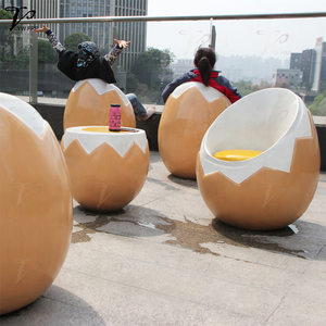 Restaurant Fiberglass Dining Lounge Egg <strong>Shell</strong> <strong>Chair</strong> and Coffee Yolk Table Set - Product Image 2