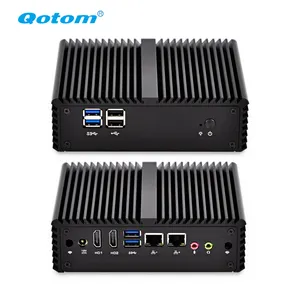 Qotom barato Dual LAN sin ventilador Mini PC X86 Barebone Core i5 12V Micro PC Linux Ubuntu Mini computadora de escritorio