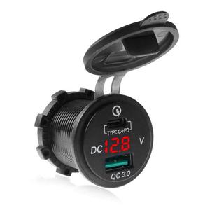 Étanche <span class=keywords><strong>12V</strong></span> 24V Type C PD QC 3.0 <span class=keywords><strong>USB</strong></span> chargeur de <span class=keywords><strong>voiture</strong></span> LED voltmètre <span class=keywords><strong>adaptateur</strong></span> secteur pour téléphone intelligent tablette bateau moto - Product Image 3