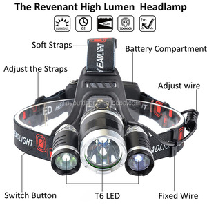 Nouvelle lampe frontale LED rechargeable étanche et réglable RJ3000 USB, ensemble 3*T6 5000 lumens, en promotion - Product Image 4