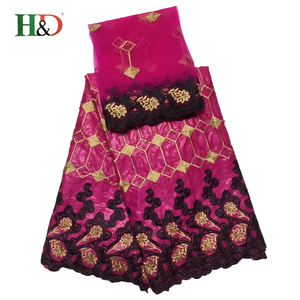 H & D mejor precio 5 patio Bazin <span class=keywords><strong>2</strong></span> yardas de encaje recortar modo Africaine broderie Bazin riche tela para la venta - Product Image 3