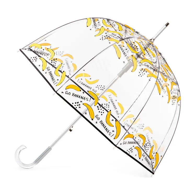 Bolha de banana transparente de 23 polegadas, guarda-chuva automático semi-automático transparente para fotografia de poe, vento e chuva