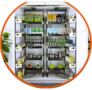 Kitchen storage organizer Tall unit Stainless steel Basket satin pantry unit