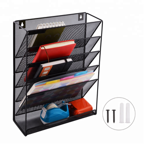 Porte-documents mural en métal à 5 niveaux en fil de fer pour papier et documents, idéal pour le <span class=keywords><strong>bureau</strong></span> – Meilleure vente - Product Image 1
