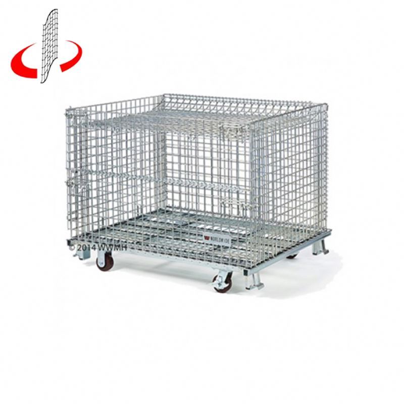 Plié En Acier Soudé Récipient En Métal Tressé De Stockage Cage