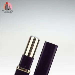 Tubo de lápiz labial de plástico vacío con manga dorada metalizada personalizada al por mayor estuche de lápiz labial cuadrado de terciopelo negro mate