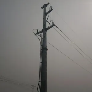 High Voltage 220KV Electrical Power Transmission Steel Pole with Climbing Rung