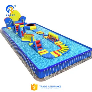 Aangepaste Logo Aqua Park Apparatuur 0.9 Mm Pvc Water Games Grote Opblaasbare Drijvende Waterpark