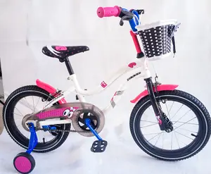 प्लास्टिक की टोकरी और फ्रंट और रियर मडगार्ड के साथ फ्लोरिश 16 इंच की लोकप्रिय बच्चों की साइकिल गर्ल टाइप