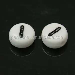 PandaHall 7mm beyaz akrilik midilli plastik düz yuvarlak alfabe boncuk
