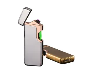 创意金属纤薄USB打火机电子指纹传感器打火机激光红外感应点火器
