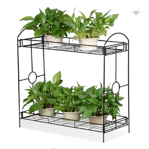 Plant Rack Shelf Holder Patio or Garage Storage Rack Black Metal Frame