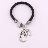 B307 Huilin Bijoux Nouveau Design OM Hindou Ganesh Pendentif Éléphant Inde Religieuse Amulette Bracelet En Cuir