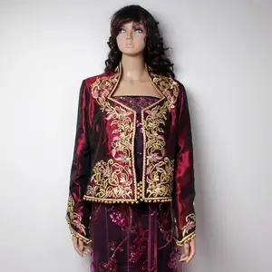 Gaun Pernikahan, MWCF-001, Kain Manik-manik Bordir Merah Mode Abaya Maroko/Kaisar/Tunisia Desain Islami ()