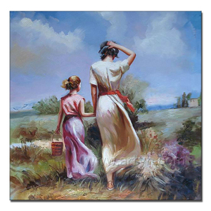 Pintado a mano hermosa Señora y Niña famosa imagen pinturas para la decoración de la pared - Product Image 1