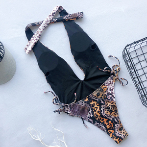 Traje de Baño de Verano para Mujer 2019, Personalizable, de Una Pieza, Espalda Descubierta, Cuello Halter en V - Product Image 3