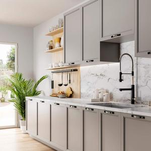 Robinet de cuisine à tirette, montage sur plan de travail, double bec, robinet de cuisine, finition noire, <span class=keywords><strong>douchette</strong></span> à main - Product Image 5
