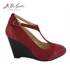 latest fashion design buckle wedge wedge high heel shoes wedge shoes