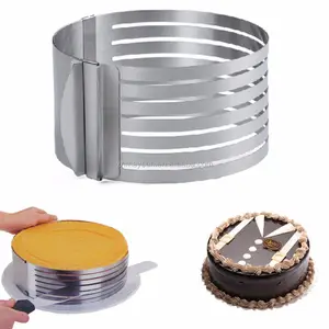 24.5 ~ 26.5CM Stainless Steel Adjustable Lapisan Kue Slicer / Mousse Kue Cetakan/Cetakan Kue