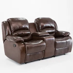 Çift uzanmış oturma odası deri tam tahıl elektrikli kesit seti Kd Nitaly 2 kişilik çift Recliner kanepe sinema mobilyaları
