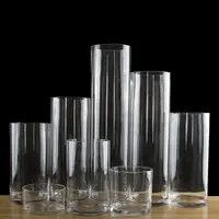 Transparent Cylinder Shape Wedding Glass Vases
