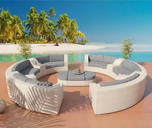 Outdoor Garden Sofas 12 Seater Sectional White Outdoor Large Leisure Ways Furniture Rattan Garden Big Round Sofa